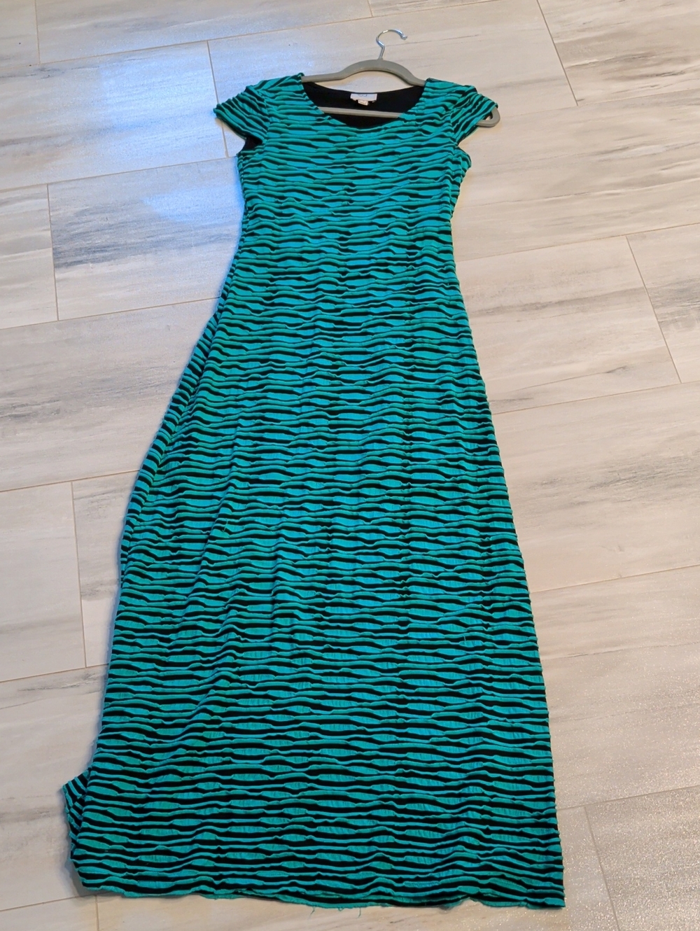 ECI Teal and Black Patterned Maxi Dress